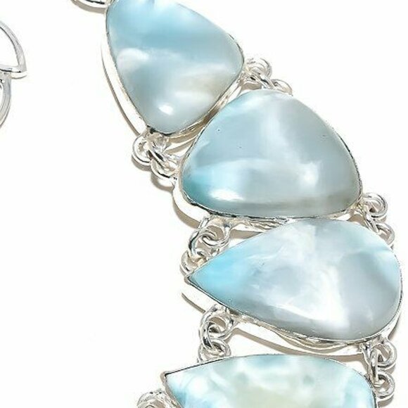 NEW - Caribbean Larimar Handmade Sterling Adjustable Necklace - Picture 3 of 5